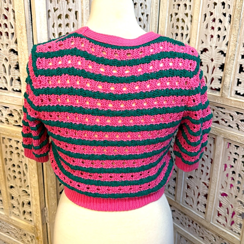 Zara Pointelle Knit Sweater Cardigan XS - Picture 2 of 5